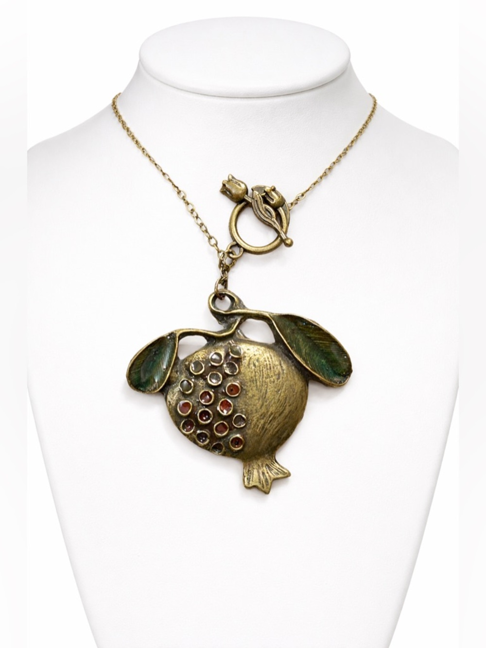 Vintage Pomegranate Pendant Necklace, One-of-a-Kind Boho Statement Necklace - Picture 5 of 9